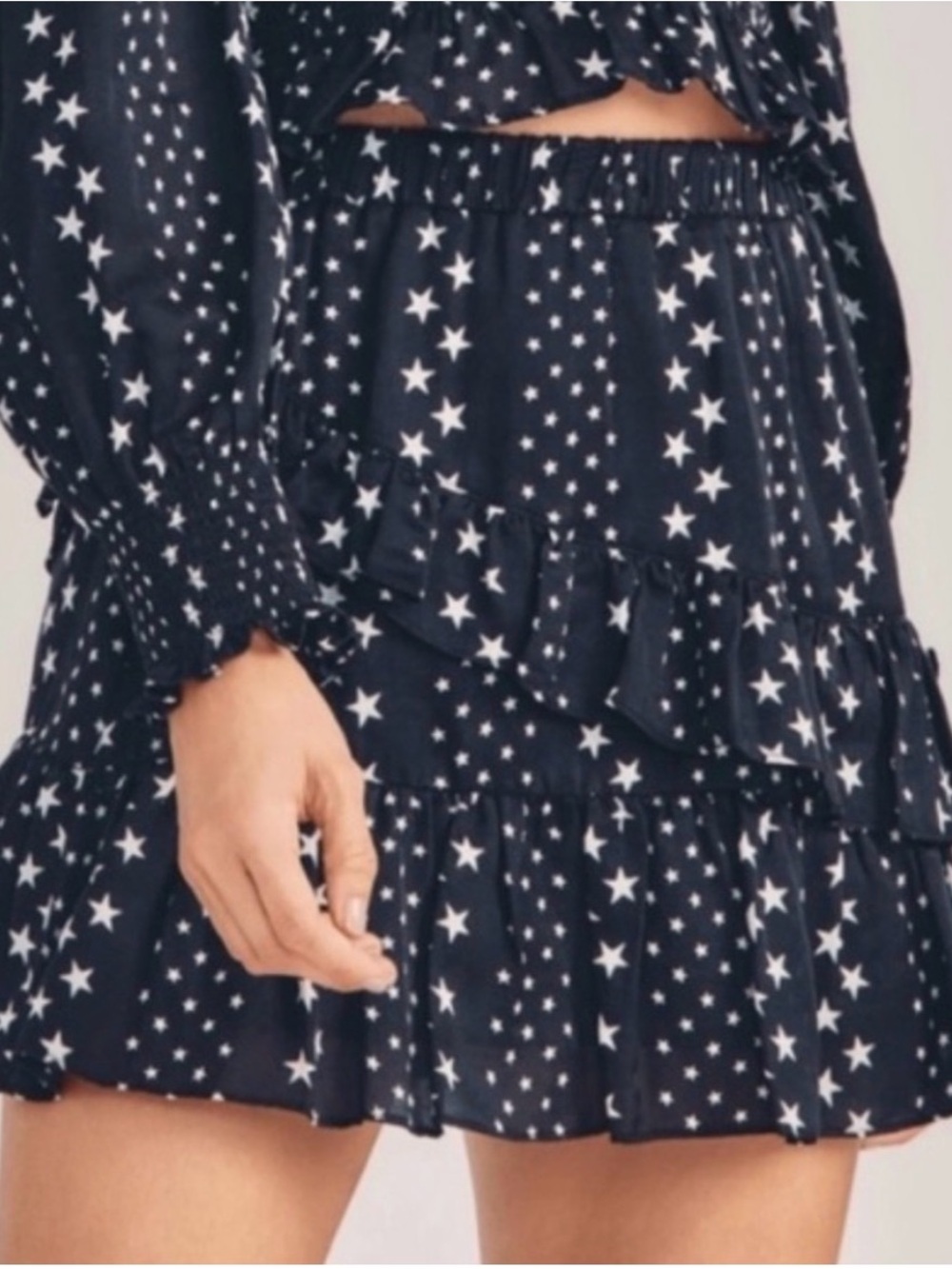 LoveShackFancy Emma Navy Star Ruffle skirt